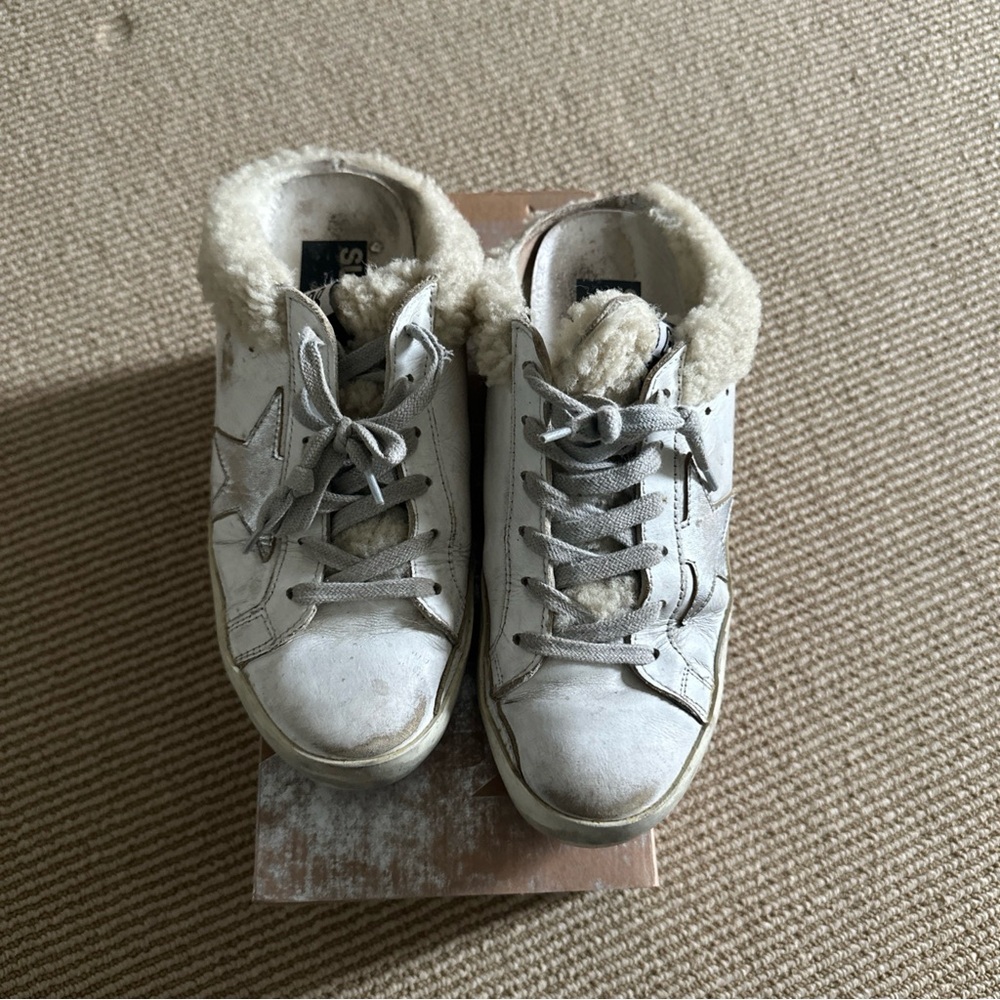 Golden Goose White Sneakers with Shearling